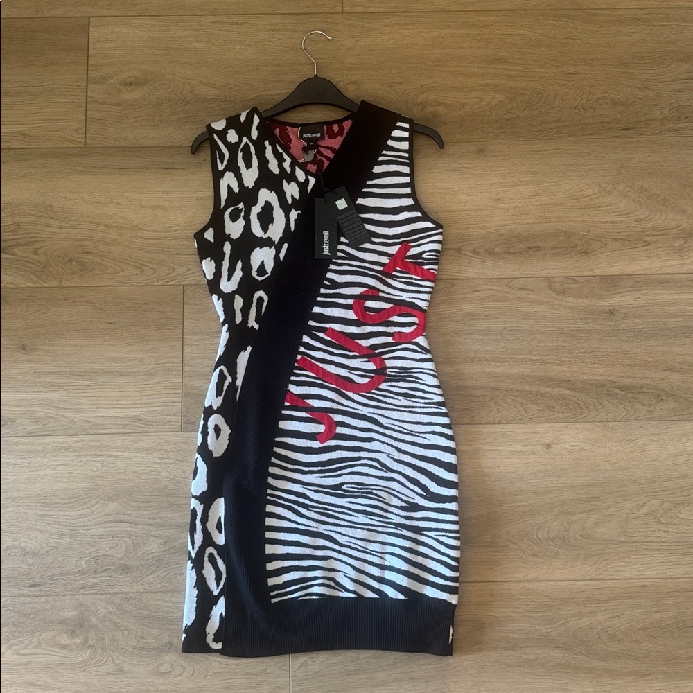 New justcavalli Animal Print Sleeveless Dress size Medium